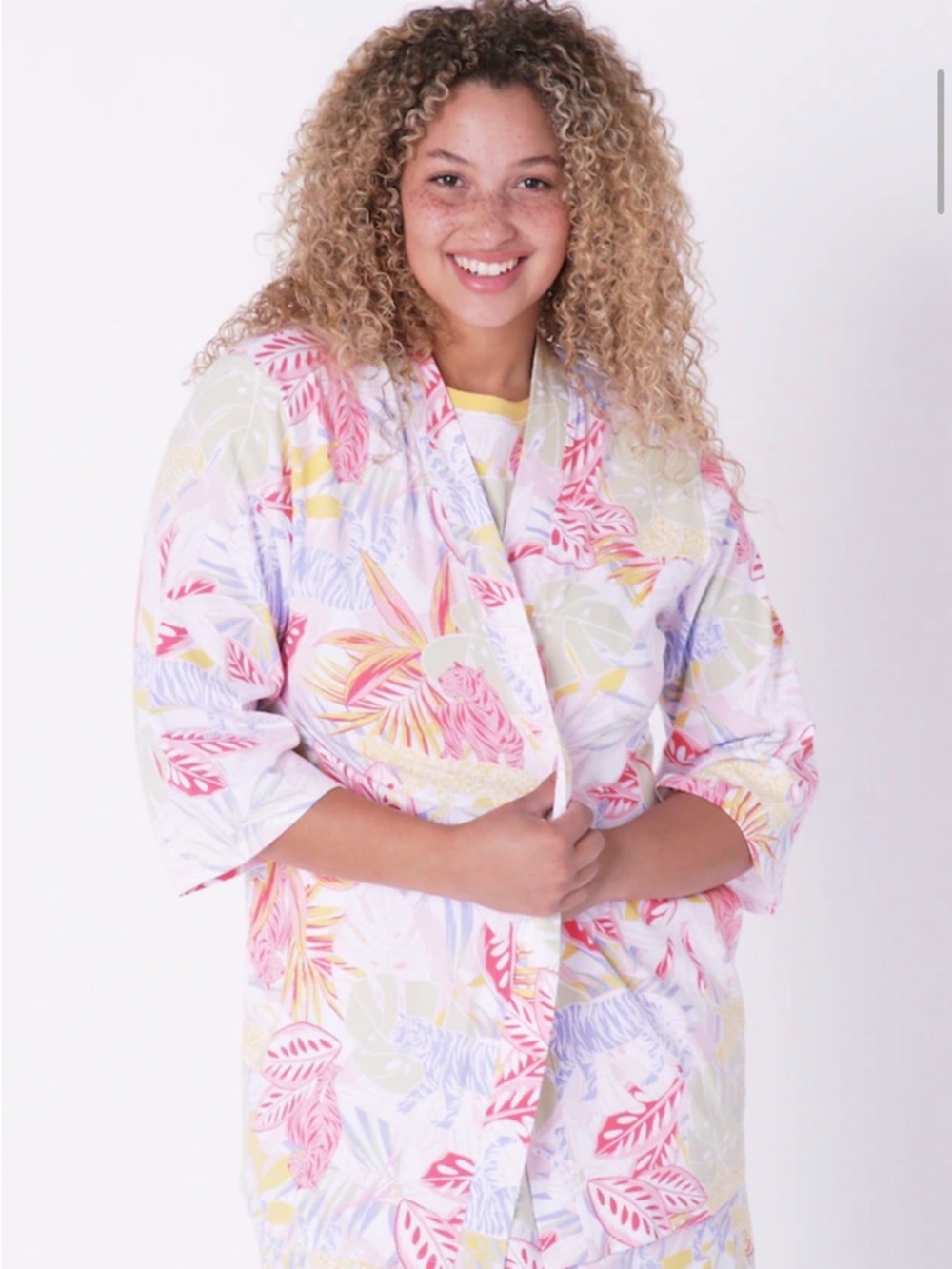 Cuddl Duds Pastel Floral Jacket in Pink, Yellow & Lavender